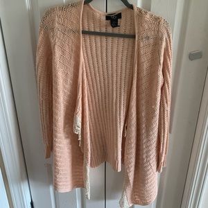 It’s Our Time kids XL pink knit cardigan with lace